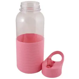 Silicone Wave Bottle Light Pink Open